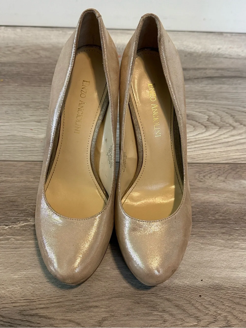 Enzo Angiolini Champagne Metallic Platform Pumps